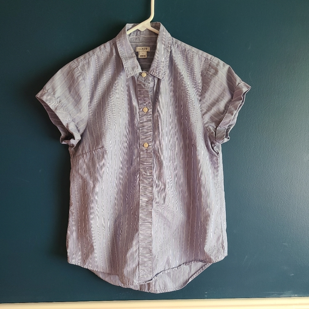 JCrew Short Sleeve Striped Popover shirt size small